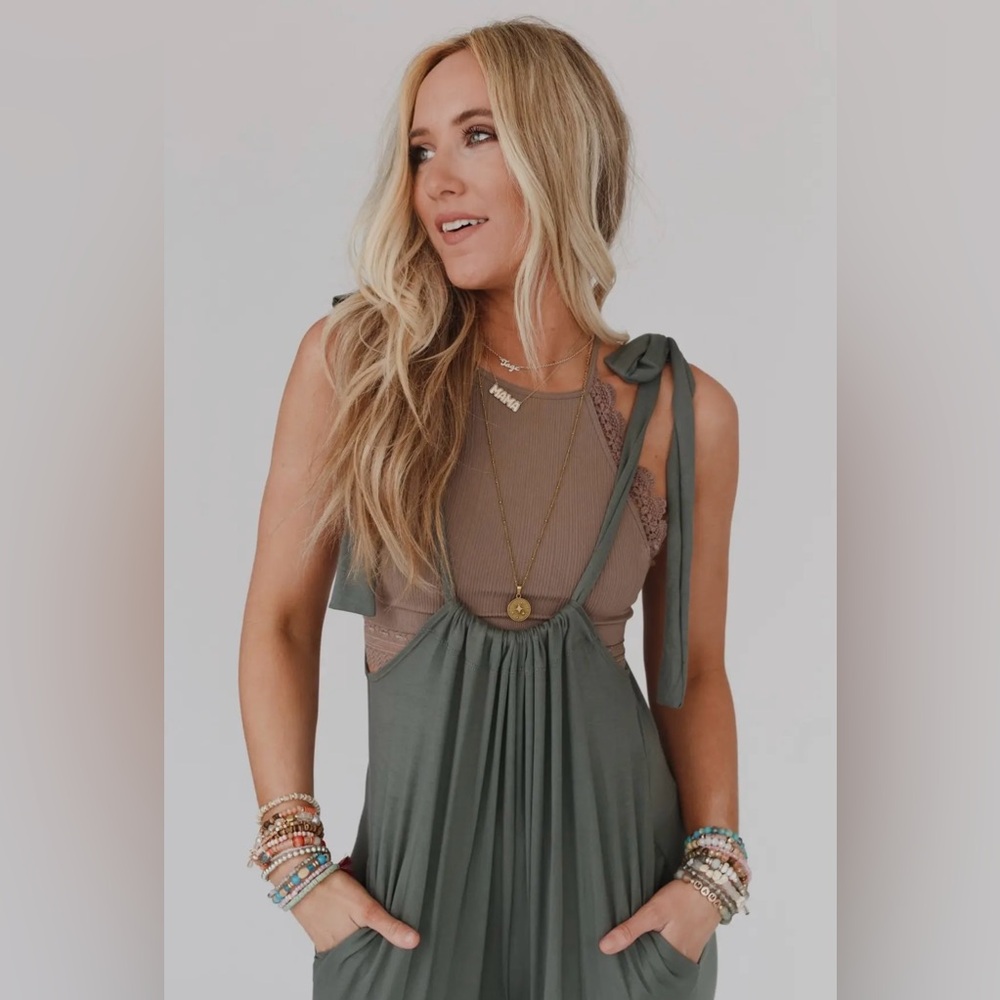 Three Bird Nest Forever Relaxed Gathered Jumpsuit *Olive